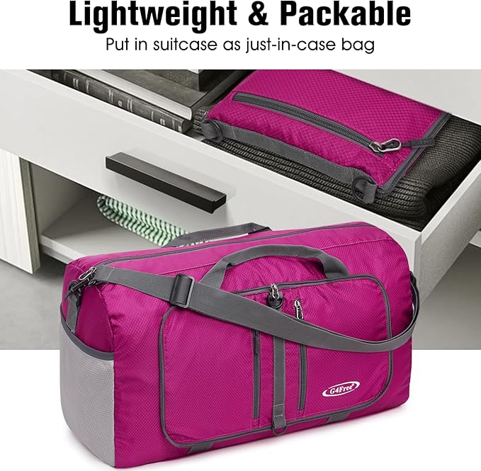 G4Free 40L/65L Foldable Duffel Bag, Water-Repellent Travel Backpack, Lightweight Carry Bag for Overnight Weekender Sports Men Women