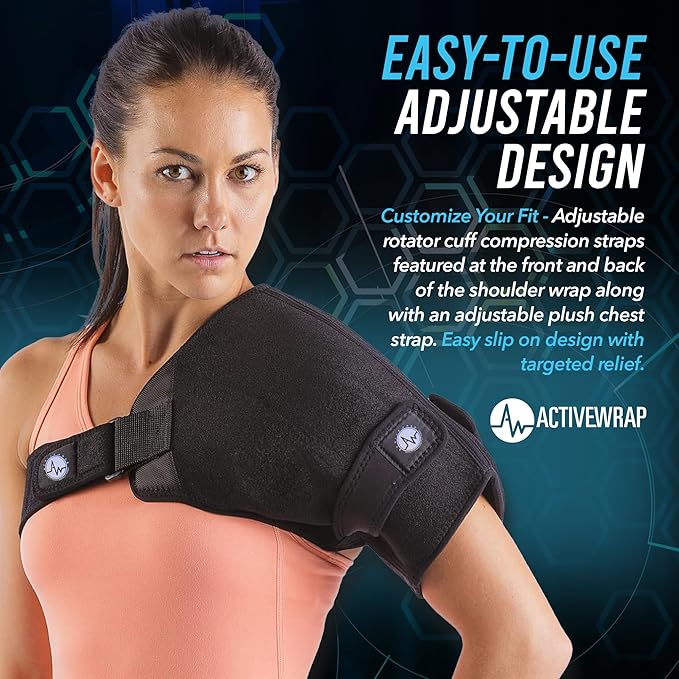 ActiveWrap Shoulder Ice Pack Wrap, with 2 Reusable Gel Packs for Shoulder Pain Relief, Rotator Cuff Cold Therapy, Adjustable Compression Straps, Post-Surgery Must-Have, Large/X-Large
