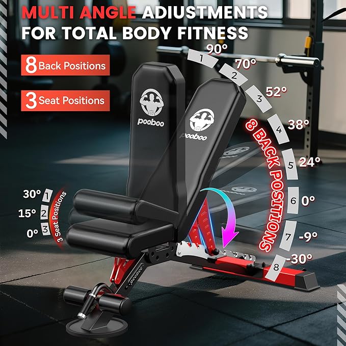 Pooboo Multi-Functional Machine Power Cage, 2000LB Squat Rack, LAT-Pull Down System, Dual Pulley Cable Crossover System, Home Gym Workout Machine with Strength Training Attachments