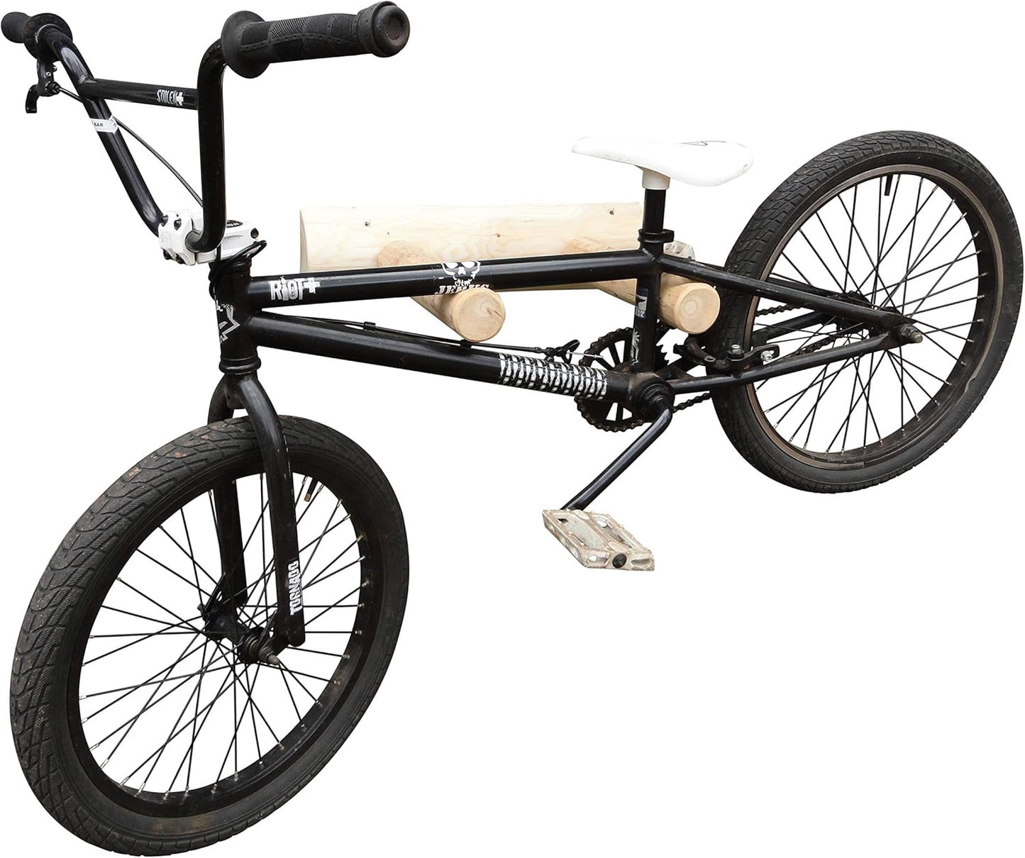 1-Place Wall-Mounted Bike Log Rack, Road Bike Wall Mount Hook, Bicycle Hangers for Garage Wall Racks, Bicycle Hooks for Hanging, Indoor Storage Garage Hooks for Bikes - Unfinished