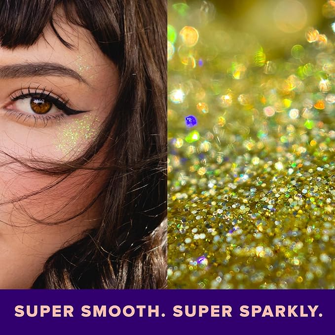 Unicorn Snot Face & Body Glitter - Cosmetic-Grade Holographic Glitter Gel - Makeup for Festivals, Raves, Anime Cosplay - Safe for Face, Easy Application & Removal, 1.7oz Gold (Bling)