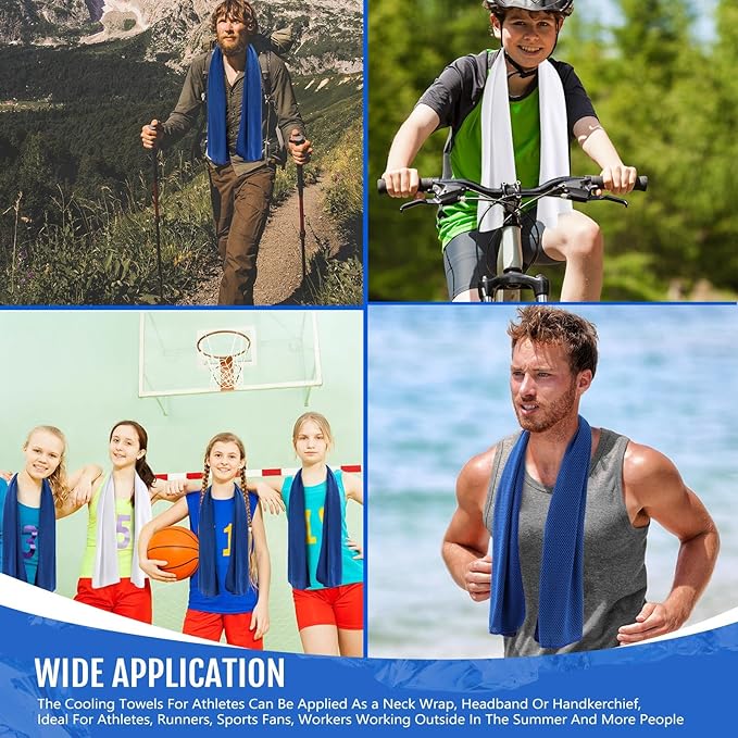 Hosuly 30 Pack Cooling Towels, 40"x12" Ice Breathable Soft Chilly Sweat Rag Microfiber Workout Rags for Gym Cooling Towels for Neck and Face for Yoga Golf Sport Running