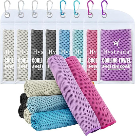 8 Packs Cooling Towel (40 x 12), Ice Towel, Microfiber, Soft Breathable Chilly Towel Stay Cool for Yoga, Workout, Sport, Gym, Camping, Fitness, Running, Workout & More Activities - Multicolor