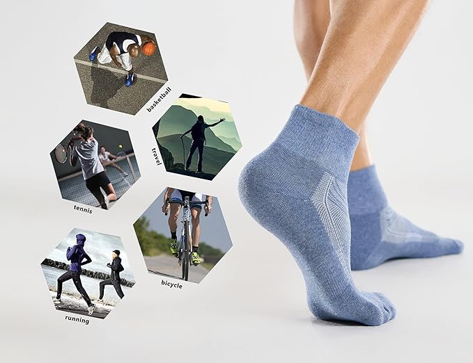 CelerSport 6 Pack Men's Ankle Socks with Cushion, Sport Athletic Running Socks