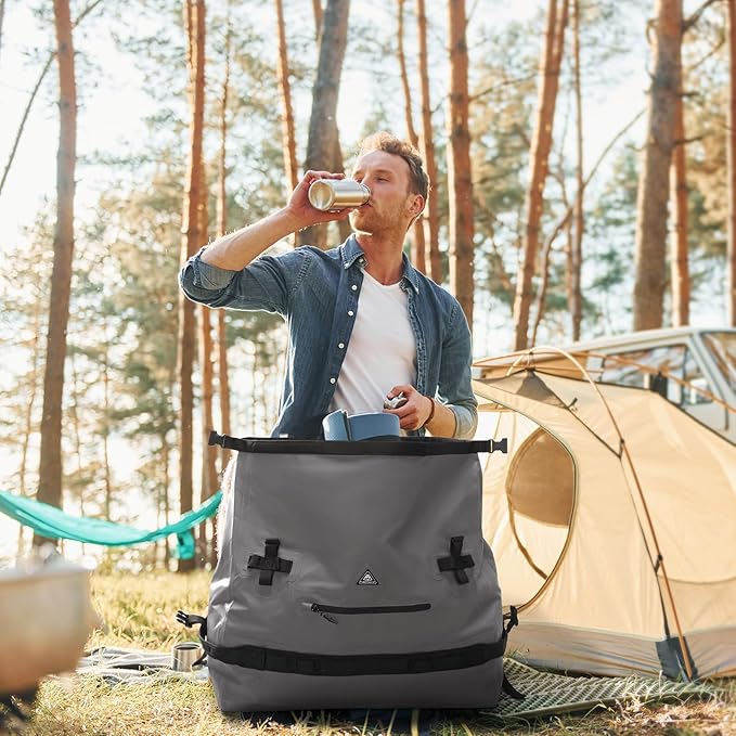 Haimont Large Waterproof Duffel Backpack Roll-Top Heavy Duty Dry Duffle Bag for Boating, Travel, Motorcycle, Kayaking, Camping, 60L