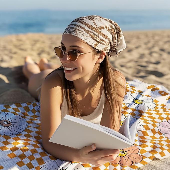 JML Personalized Beach Towel with Name, Custom Flower Beach Towel, Customized Microfiber Pool Towel, Quick Dry & Absorbent Swim Towel for Adult,Anniversary, Birthday, Summer Holiday,Vacation