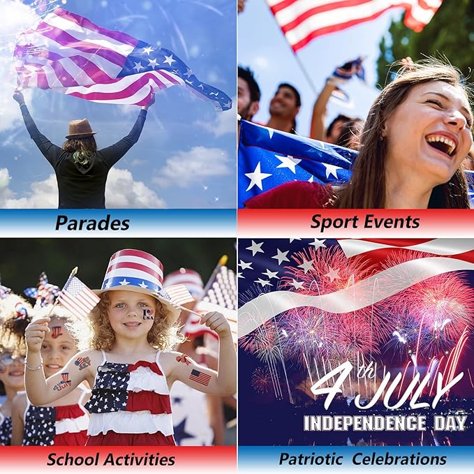 Patriotic Red White and Blue Glitter Stick, 4th of July Outfits for Body & Hair, Women Kids Fourth of July Accessories, Face Hair Glitter for Independence Day, Memorial Day, Veterans Day