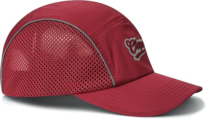 CLAPE Quick Dry 5 Panel Hat for Men, Breathable Mesh Short Brim Baseball Cap, Reflective Ajustable Outdoor Sport Running Hat
