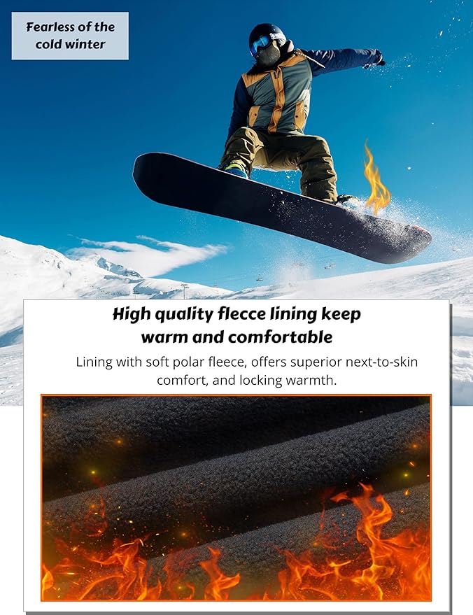 MAGCOMSEN Snow Pants for Men Water Resistant Fleece Lined 5 Zipper Pockets Winter Snowboard Hiking Insulated Ski Pants