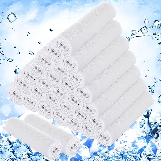 Hosuly 30 Pack Cooling Towels, 40"x12" Ice Breathable Soft Chilly Sweat Rag Microfiber Workout Rags for Gym Cooling Towels for Neck and Face for Yoga Golf Sport Running