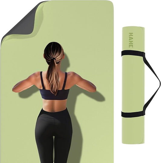 HAHE Non Slip Yoga Mat Wide, (72"L X 32"W, 0.24" Thick) Large Fitness Exercise Mat with Carrying Strap, Eco-Friendly POE Yoga Mats for Home, Gym, Pilates, Stretching