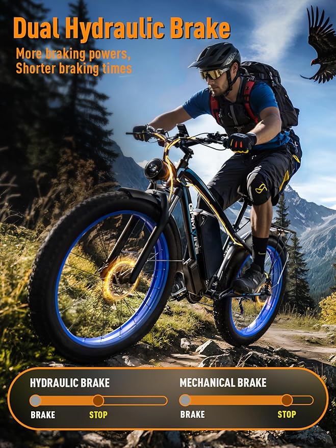 Ebike for Adults Electric, 52V 19.2Ah/32Ah, Peak 2000W/2500W E-Bike, 36/40MPH, 70 Miles/100Miles Long Range, Hydraulic Disc Brake, Off Road Snow Mountain E-Bike, 24"/26" Fat Tire Fast Electric Bicycle