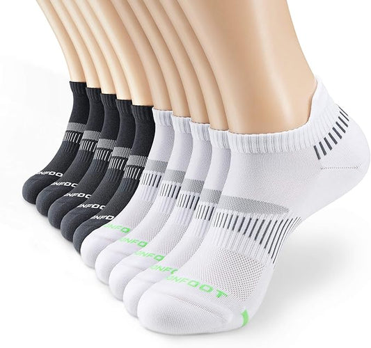 MONFOOT Men's/Women's 3-10 Pairs Silky Dry Athletic Cushion Ankle Socks, Multipack