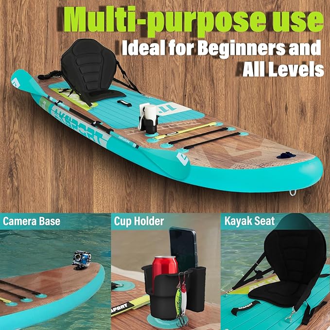 AKSPORT Inflatable Stand Up Paddle Board, SUP Board with All Accessories, Wide Stable Design, Non-Slip Deck, Inflatable Paddle Boards for Youth & Adult