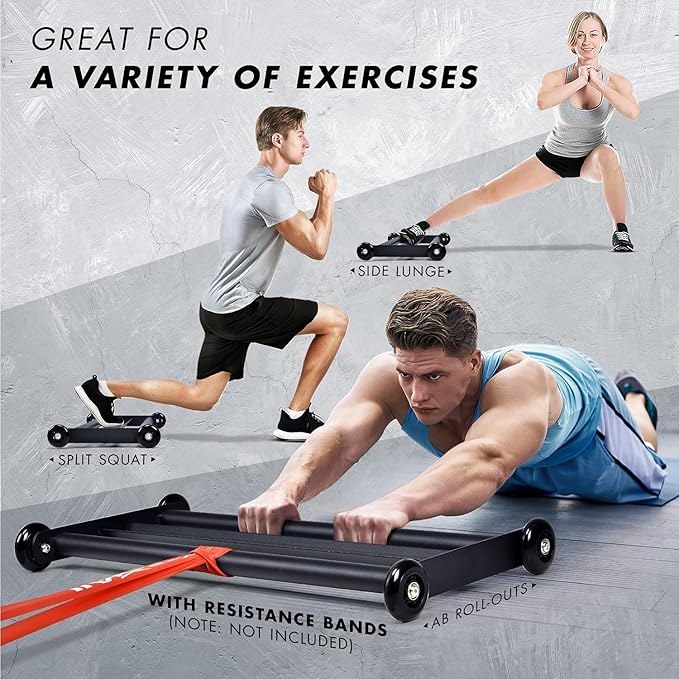 Yes4All Glute Ham Glider, Exercise Wheels for Home Gym Fitness, Glute Hamstring, Booty Building