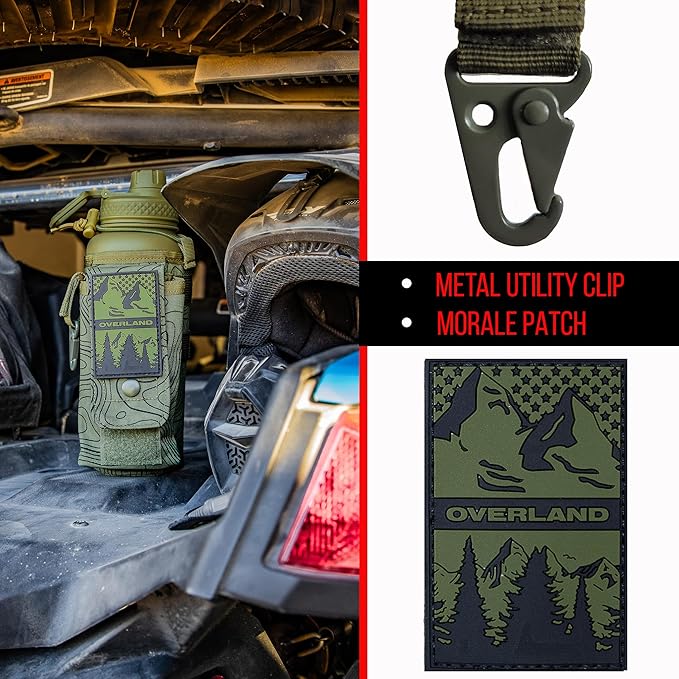 Iron InfideI Battle Bottle Sleeve - 64 oz and 32 oz Water Bottle Sleeve Only for Half Gallon 1L Steel Water Bottle | Rugged Cover with Molle for Versatile Design with Storage for Phone, Wallet & Keys