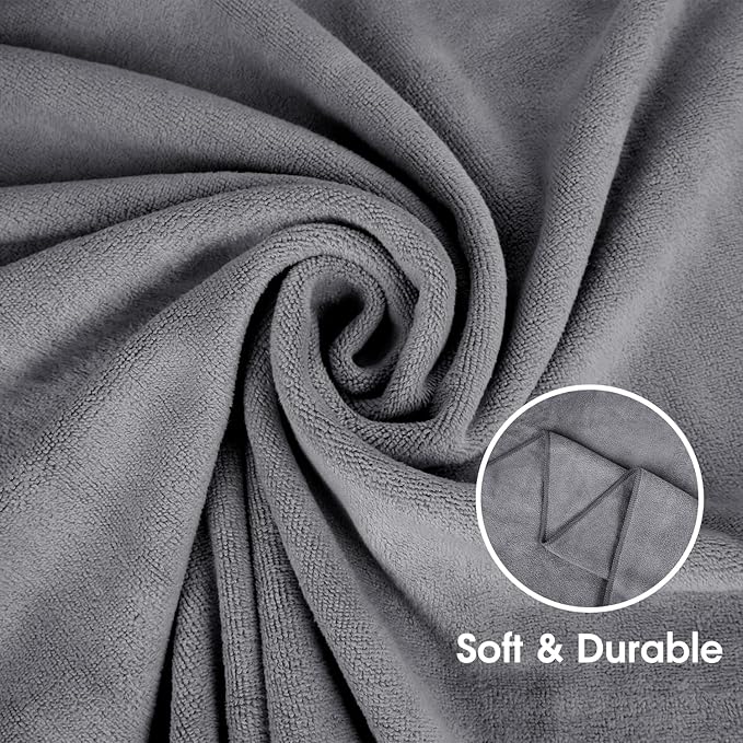 JML Microfiber Towels, Beach Towel Sets (6 Pack, 27" x 55") - Extra Absorbent, Fast Drying, Multipurpose for Bath, Swimming, Fitness, Sports, Yoga, Grey/Pink/Purple