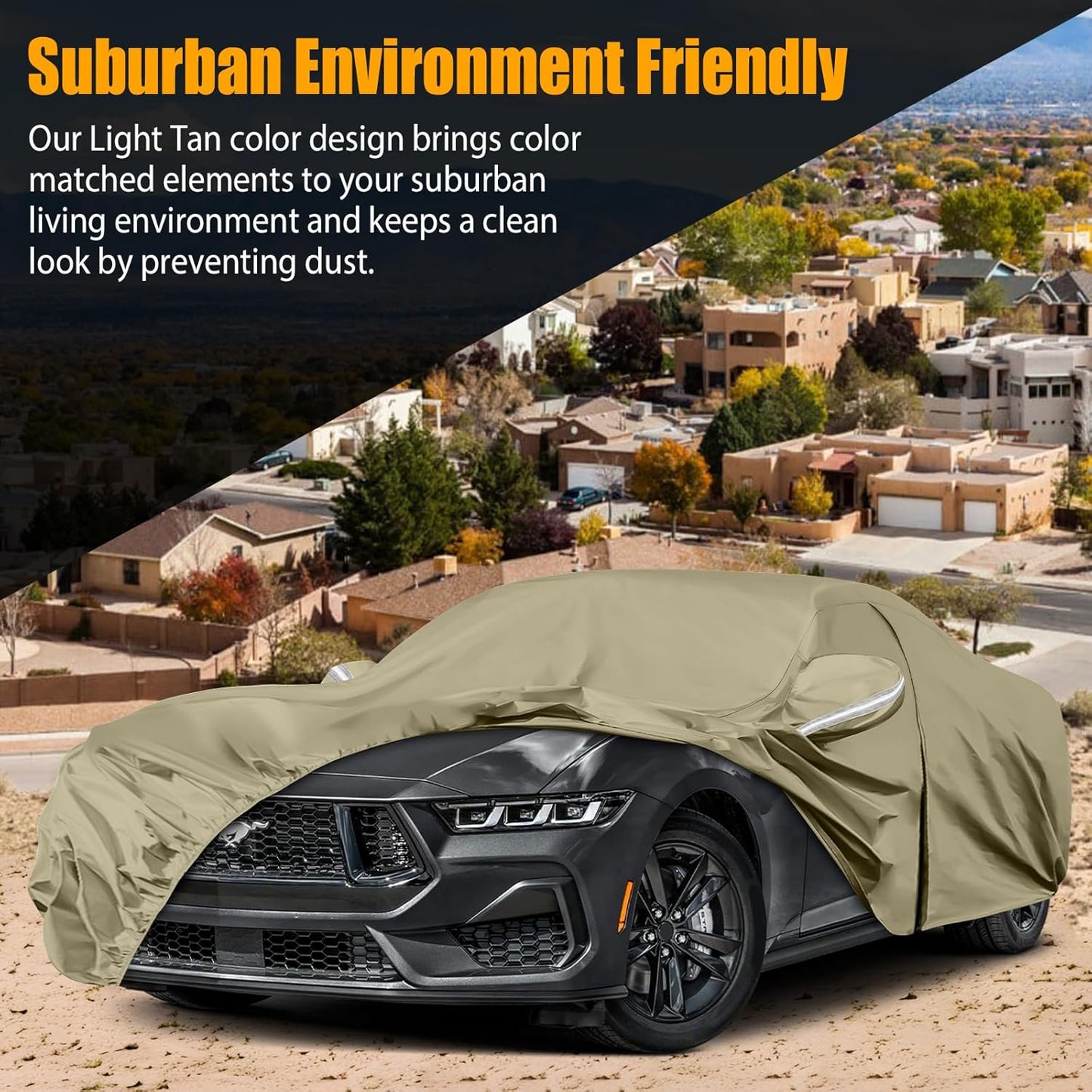 Waterproof Car Covers Replace for 1994-2025 Ford Mustang, Multilayer Heavy Duty with Cotton Liner All Weather Custom-fit Car Cover with Zipper Door, Windproof Bands for Snow Rain Dust Protection