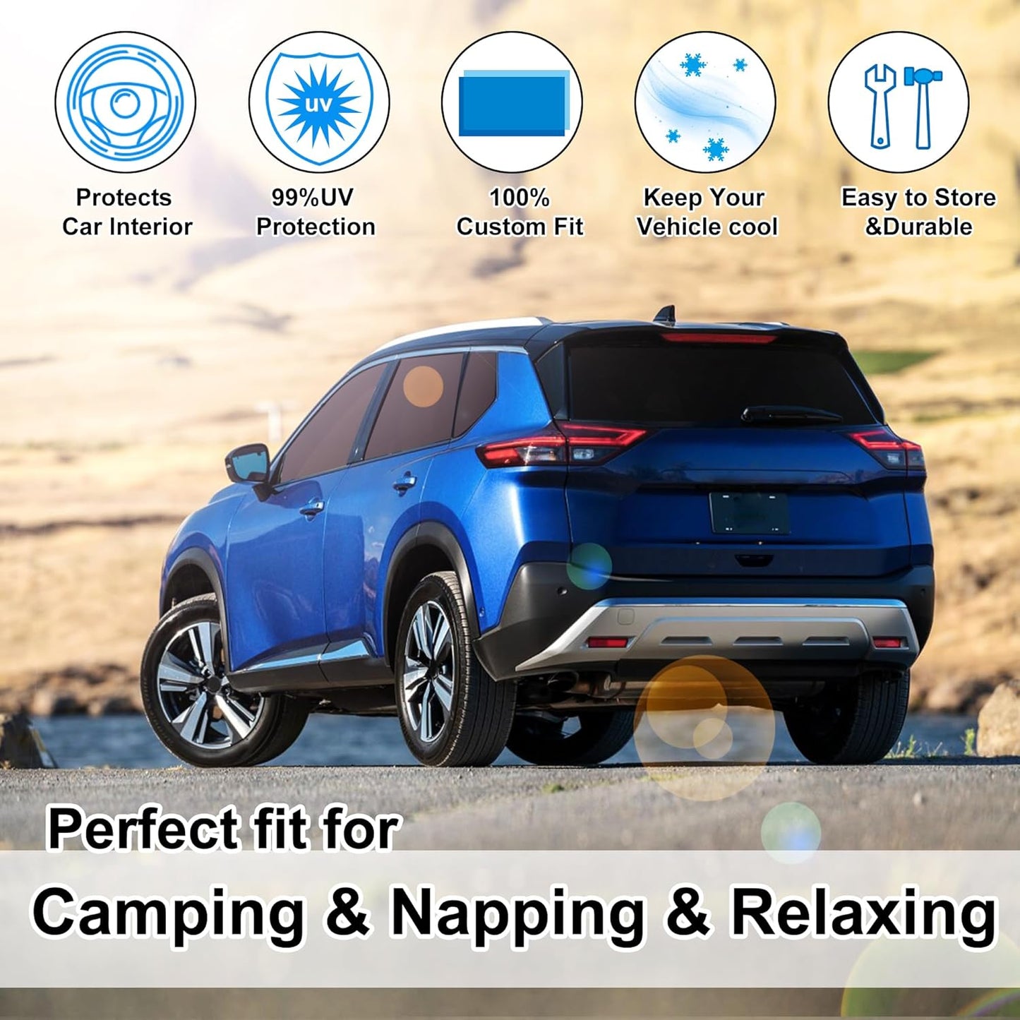 TINGLU Window Shades for Nissan Rogue 2021-2024 2025(NOT for Rogue Sport) Accessories Car Side Full Windows Cover Camping Rear Triangular Windshield Sun Shade Sun UV Rays Privacy Protection 8PCS