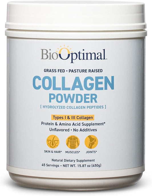 Collagen Peptides Powder - Grass-Fed, Pasture-Raised Hydrolyzed Protein Supplement for Skin, Hair, & Nails - Non-GMO, Zero Sugar Daily Supplement for Men & Women (45 Servings)