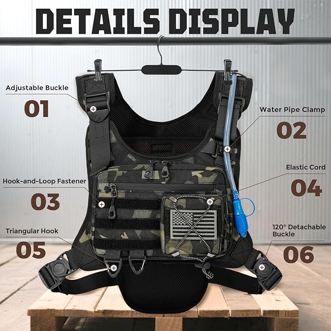 Hydration Vest with 2L Water Bladder for Men and Women,Lightweight Adjustable Hydration Backpack,Reflective Running Hydration Chest Bag for Hiking Climbing Cycling