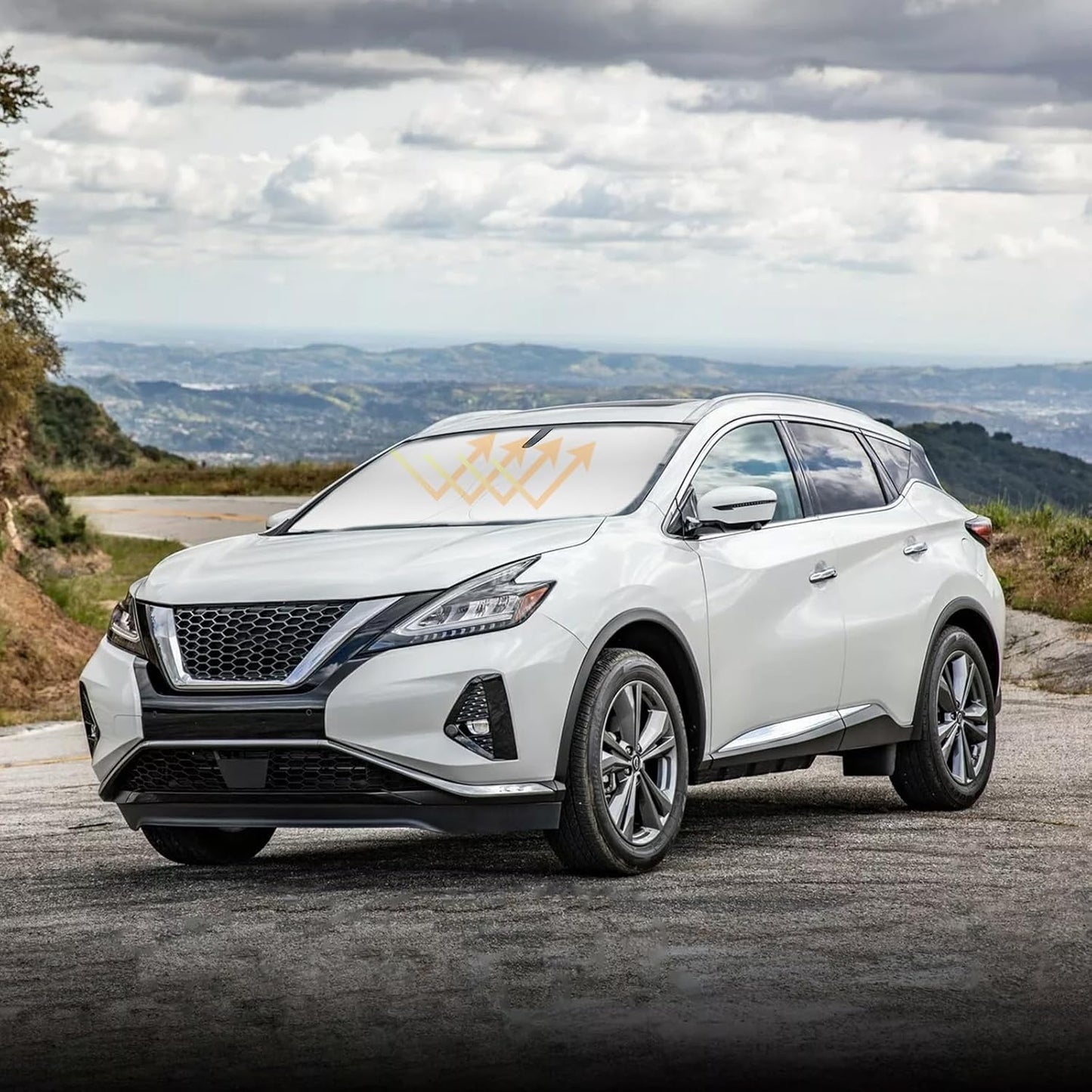 Sun Shade for Murano Windshield Sunshades for 2015-2023 2024 2025 Nissan Murano Accessories Windshield Cover 240T Material Foldable Front Window Shields Sun Visor Protect Car Blocks UV Rays