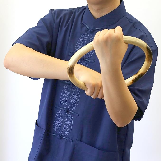 ZooBoo Wing Chun Rattan Ring - Natural Wood Rings Wing Tsun Kung Fu Wrist Hand Strength Training Equipment Yewen Sau Sticky IP Man Siu Lum Kung Fu Rings - Rattan 9 inch