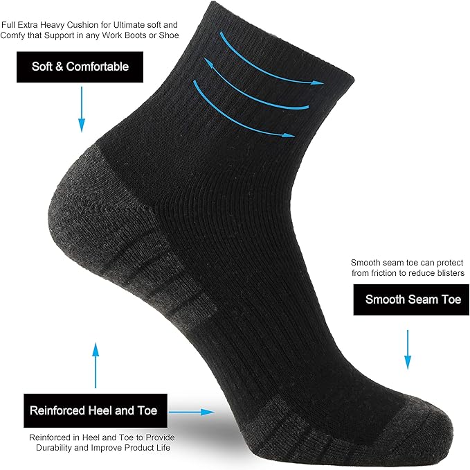 ONKE Max Full Cushion Low Cut Quarter Socks for Men Athletic Running Training Work Thick Warm Moisture Control Anti Blister