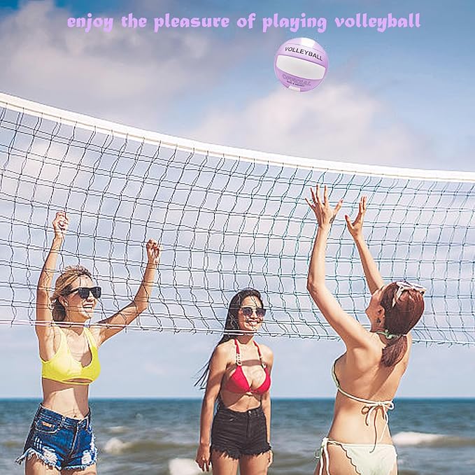 Volleyball Official Size 5 for Indoor Outdoor, Thicker PU Soft Volleyball Kit for Girls Boys Teenager Adults Beach Game Gym Training Beginner