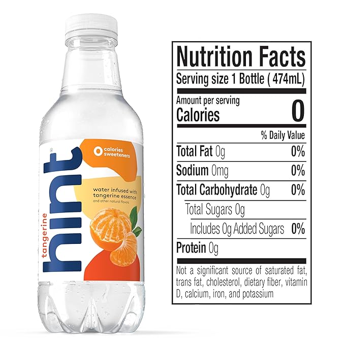 Hint Fruit-Infused Bottled Water, Tangerine - Sugar Free Flavored Water with Zero Calories, Naturally Flavored, and No Artificial Sweeteners - 16 Fl Oz (Pack of 12)