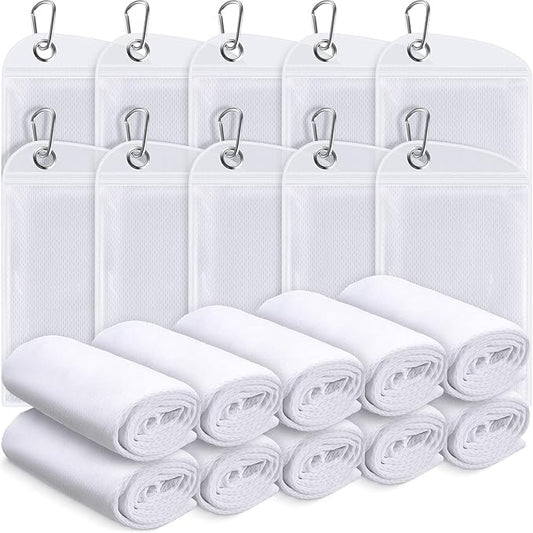 20 Pcs Cooling Towel 40" x 12" Ice Towel for Neck and Face Microfiber Chilly with Bag Breathable Yoga Gym Stay Cool Towels Sweat Rag for Workout Running Camping Pilates Beach Accessories (White)