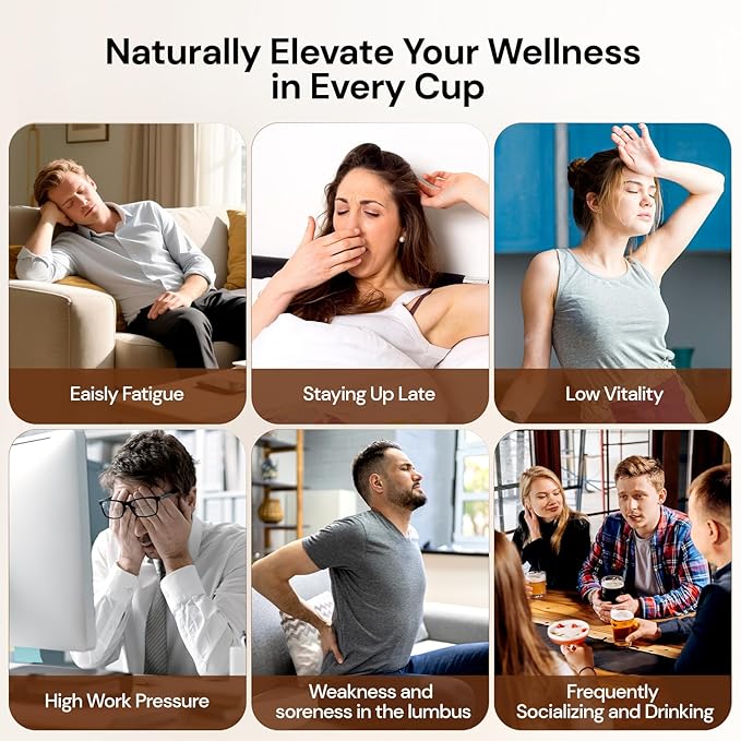 Ginseng Polygonatum Eucommia Male Flower Tea, Natural Traditional Chinese Kidney Support Blend Kidney Cleanse Detox Tea for Men Women, 19 Precious Herbal Ingredients（30 Cans/1 Box)