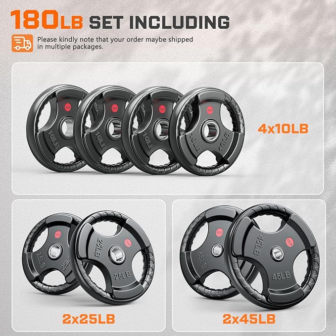 XDDIAS Rubber Weight Plates for Barbell, 2-Inch Olympic Grip Plate for Strength Training, Weightlifting and Bodybuilding in Home & Gym, Solid Cast Iron Weight Plates Pair and Sets