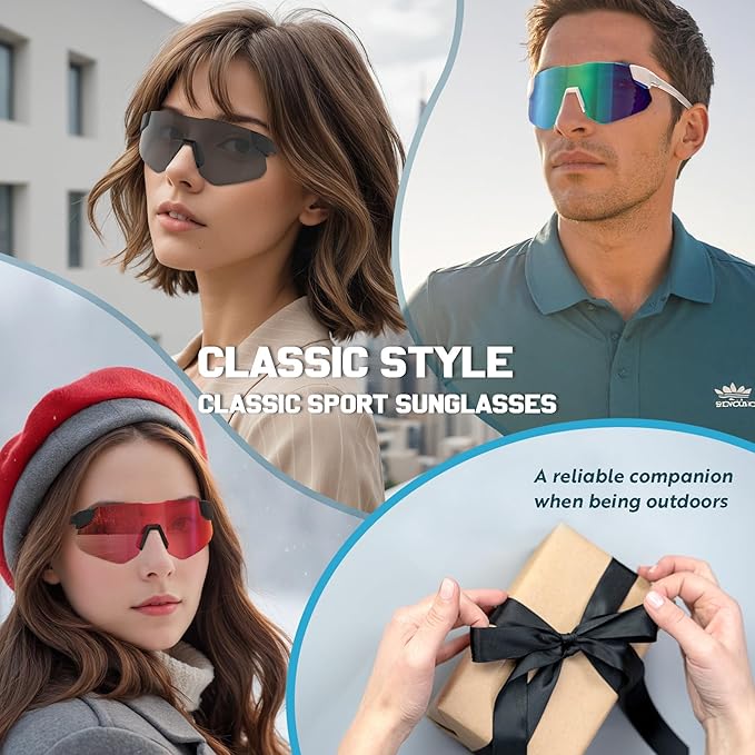 YAMAS Sport Sunglasses for Mens Womens, Wrap around Sunglasses, Non-Slip Nose Pads for Climbing and Running, UV400 Protection