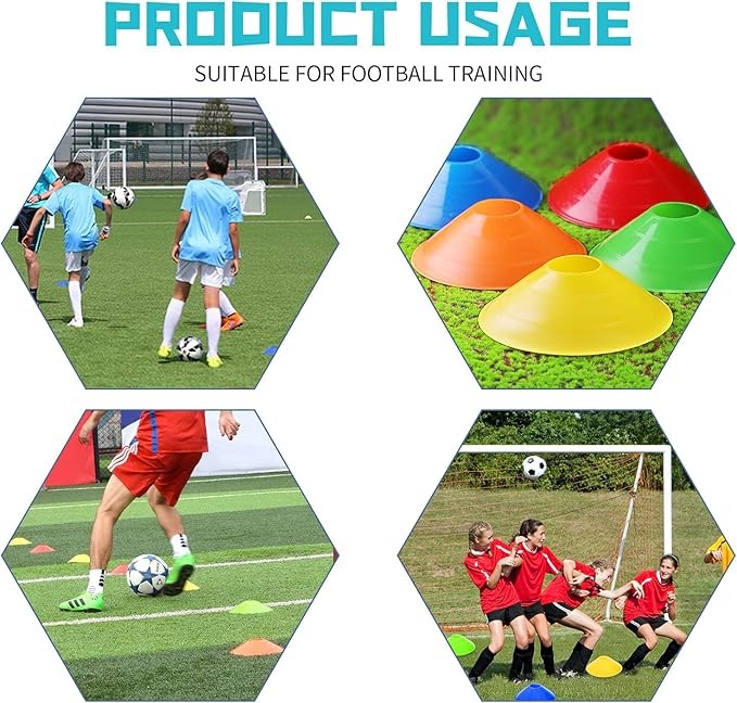 60/30 Pack Soccer Training Cones - Agility Cones with Carry Bag, Sturdy Disc Cones for Sports Training, Soccer, Football, Basketball, Indoor Outdoor Sports, Festive Events, Field Cone Markers