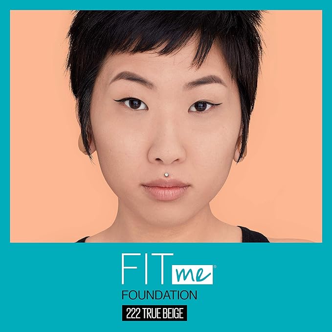 Maybelline New York Fit Me Matte + Poreless Liquid Foundation, Pouch Format, 222 True Beige, 1.3 Ounce