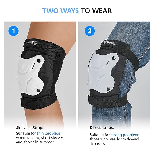 Skating Protective Gear Adult Knee and Elbow Pads Wrist Guards for Roller Skating Skateboarding, Skate Pads Adult Knee Pads for Men Women White