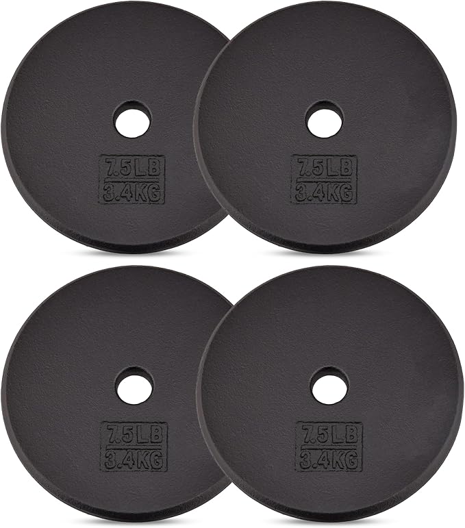 Yes4All Standard 1" Cast Iron Weight Plate - Ideal for Strength Training - Multiple Weight: 5LB to 25LB (Single & Set of 4)