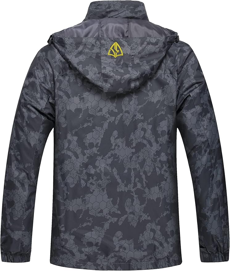 GIISAM Mens Windproof Jacket Waterproof Lightweight Mountain Sport Jacket for Men Hooded Windbreaker Raincoat