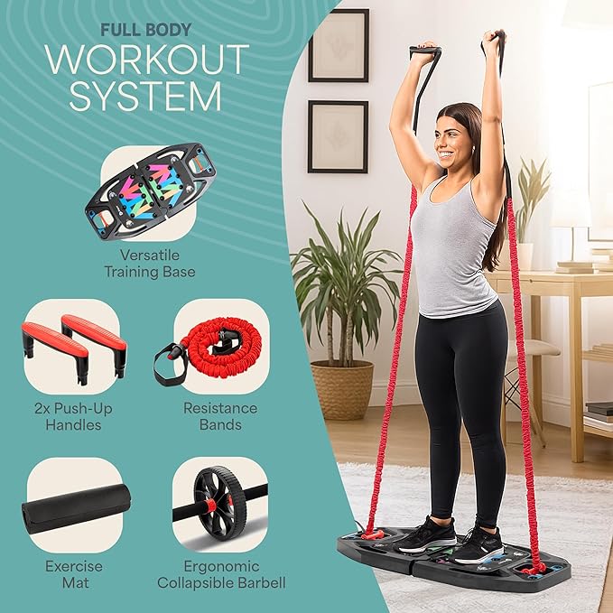 Lifepro Portable Home Gym with Push Up Training Board for Full Body Workouts Push Up Rack Board with 4 Resistance Bands - Home Workout kit Platform for Home Workouts