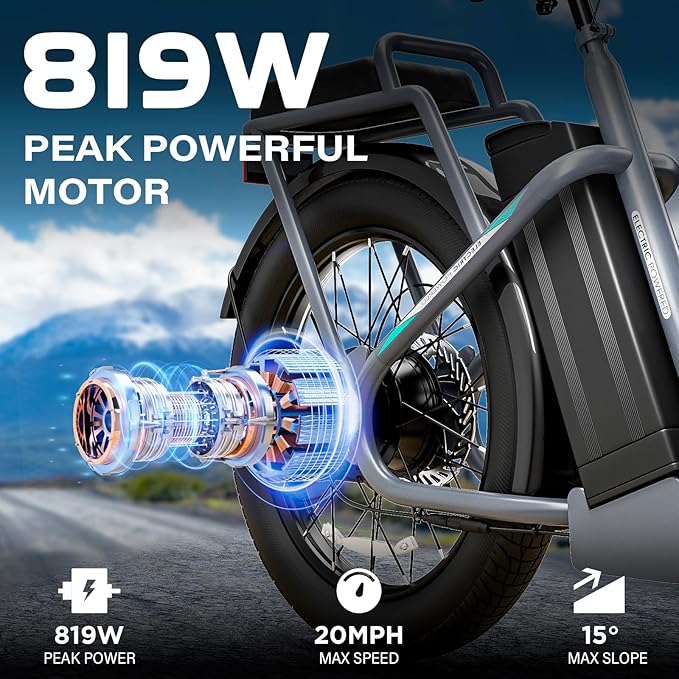 Caroma Electric Scooter with Seat, 48V Removable Battery E-Bike, Up to 30Miles&20MPH, 500/800/1200W Motor, 20" Fat Tire Adult Electric Bicycles for Commuting with Basket