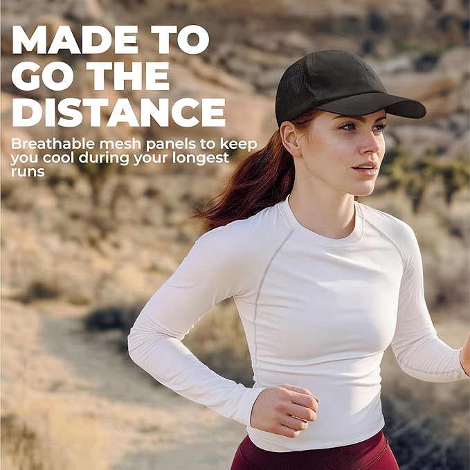 Tough Headwear Baseball Running Cap - Lightweight Quick-Drying Athletic Hat for Men & Women - Sweat-Wicking
