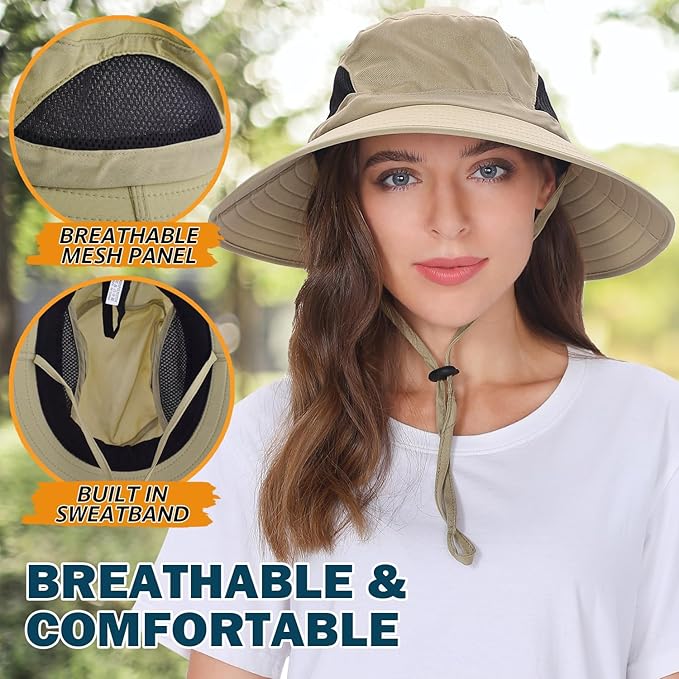 EINSKEY Wide Brim Sun Hat, UPF 50+ UV Protection Waterproof Packable Bucket Hat for Men & Women, Fishing Hiking Beach Garden