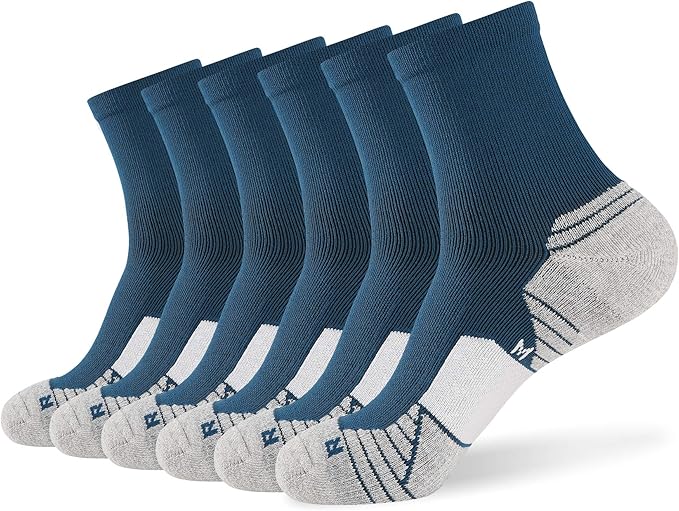 WANDER Men's Athletic Ankle Socks 6-7 Pairs Sports Moisture-wicking Running Basketball Cycling Socks 6-9/10-12/12-14