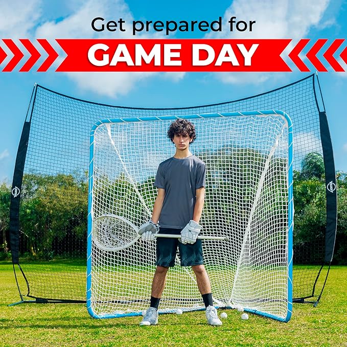 Velocity - Lacrosse Goal - Portable Steel Frame with Black Net, Perfect for Youth and Adult Training, Backyard Design