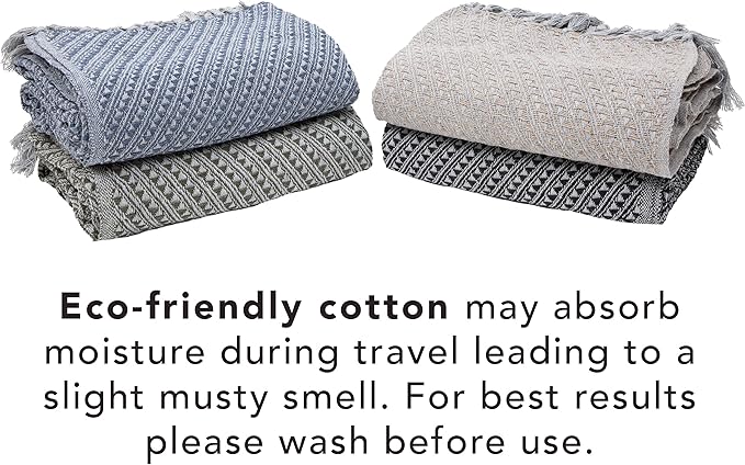 Arkwright Common Ground Bulk Blankets - Pack of 12 - Reversible 100% Cotton All Season Lightweight Couch Bed Throws for Wedding Guests, Travel, and Outdoor Events, 50 x 70 in, Diagonal