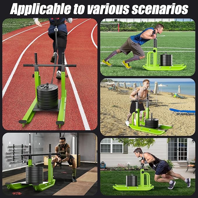 Weight Sled Adjustable Height - Weight Training Pull Sled Gym Equipment for Fitness Strength & Speed Training
