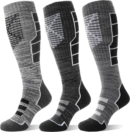 Anlisim 3 Pairs Unisex Merino Wool Ski Thermal Warm Thick Knee High Long Socks