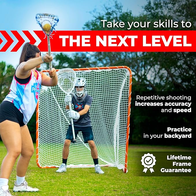 Velocity - Lacrosse Goal - Portable Steel Frame with Black Net, Perfect for Youth and Adult Training, Backyard Design