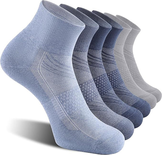 CelerSport 6 Pack Men's Ankle Socks with Cushion, Sport Athletic Running Socks